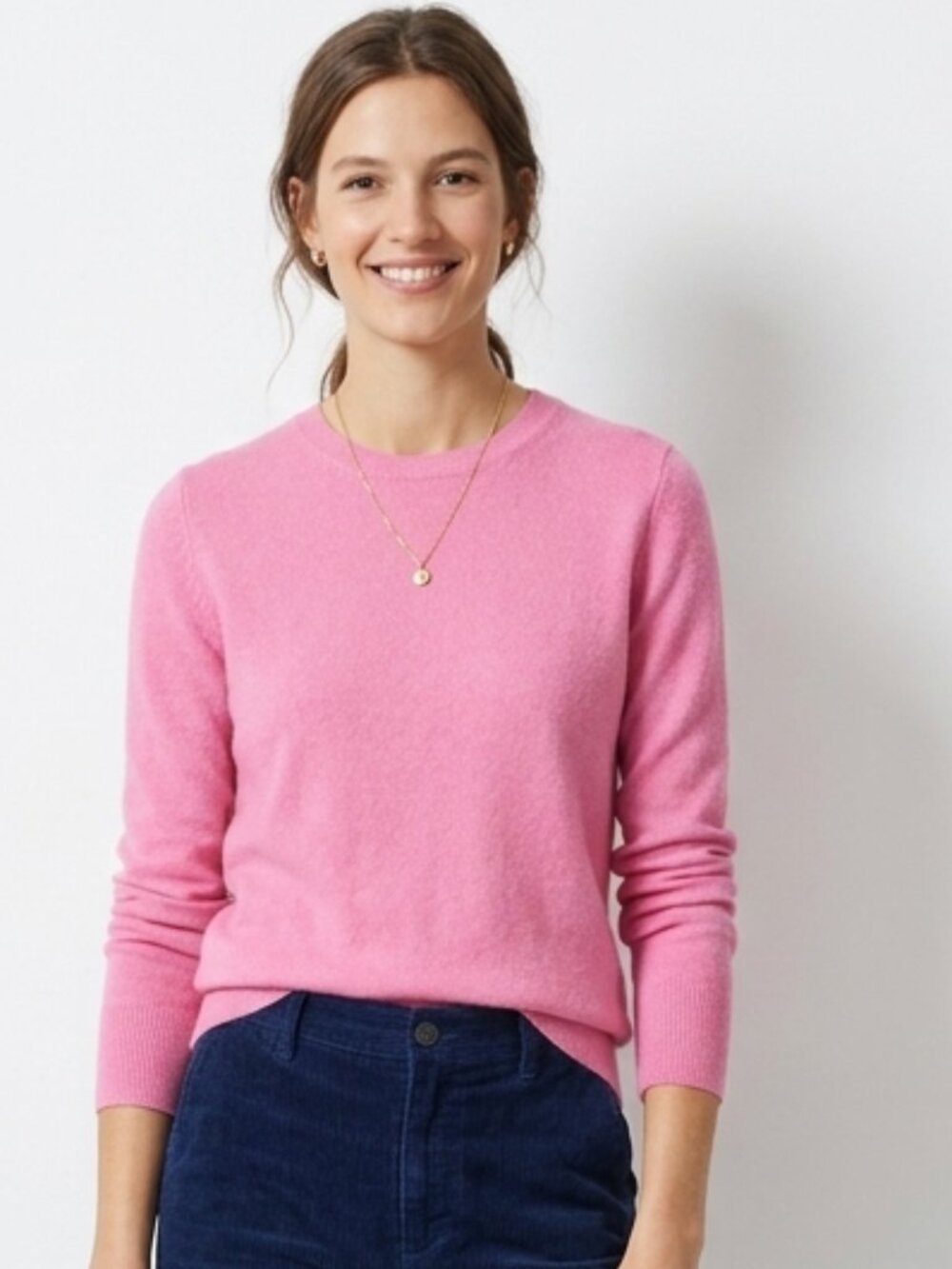 Damaged - J Crew Margot Crewneck Sweater 100% Merino Wool Pink Pullover Size S